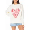 Roxy Line-up Heart Oversize Graphic Sweatshirt In White