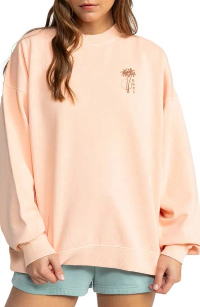 Roxy Line Up Oversized Sweatshirt In Peach Nougat