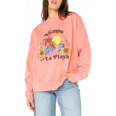 Roxy Line-up Playa Oversize Graphic Sweatshirt In Pink