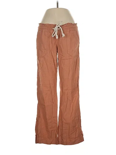 Pre-owned Roxy Linen Pants In Brown
