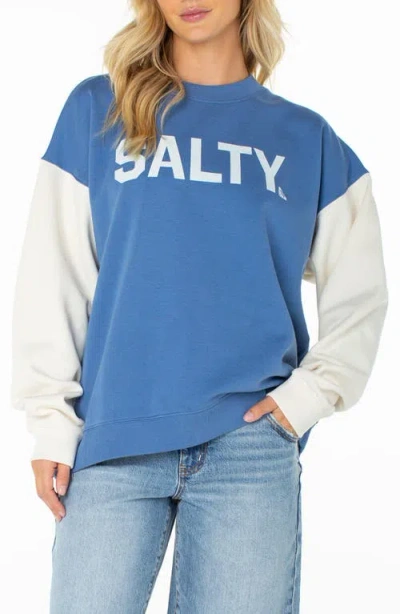 Roxy Lineup Contrast Crewneck Sweatshirt In Blue