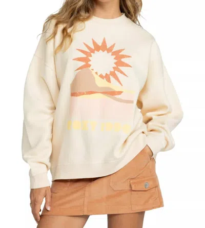 Roxy Lineup Oversized Crew Sweatshirt In Parchment In White