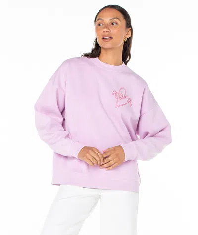 Roxy Lineup Oversized Crewneck In Pink
