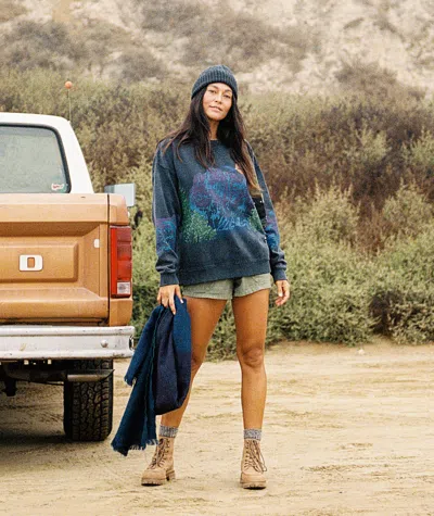 Roxy Lineup Oversized Crewneck In Blue