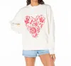 Roxy Lineup Oversized Crewneck Sweater In Egret Floral Heart In White