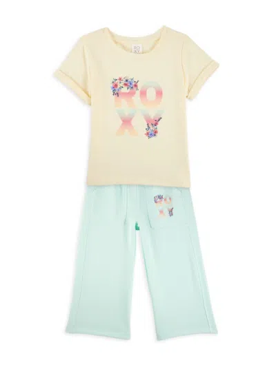Roxy Kids' Little Girl's 2-piece T-shirt & Pants Set In Yellow