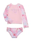 Roxy Little Girl's Floral Long-sleeve Two-piece Swimsuit Set
