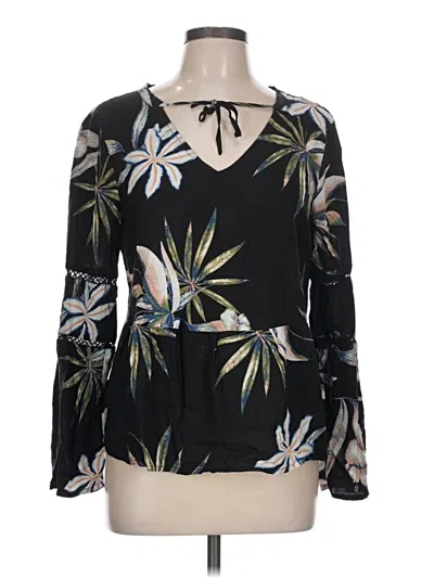 Pre-owned Roxy Long Sleeve Blouse In Black