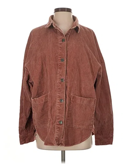 Pre-owned Roxy Long Sleeve Button Down Shirt In Brown