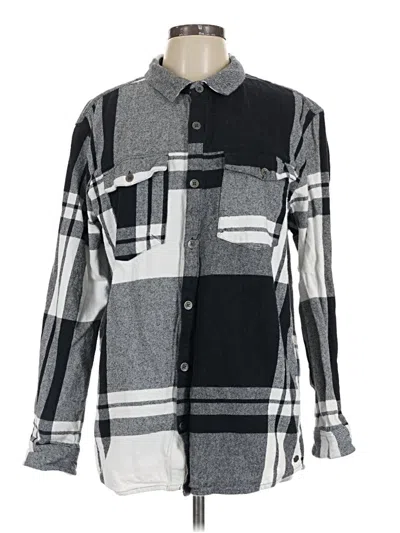 Pre-owned Roxy Long Sleeve Button Down Shirt In Gray