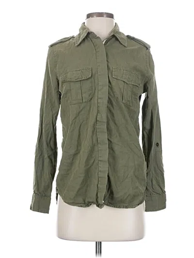 Pre-owned Roxy Long Sleeve Button Down Shirt In Green