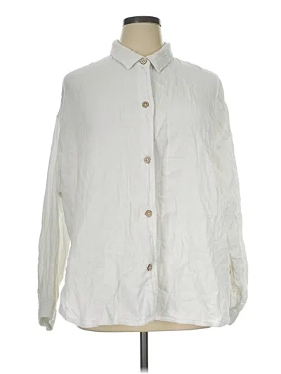 Pre-owned Roxy Long Sleeve Button Down Shirt In Ivory