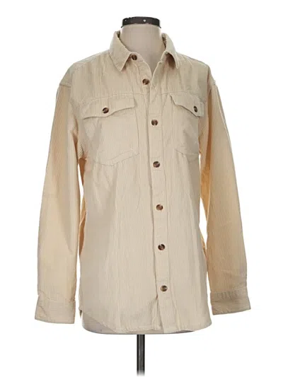 Pre-owned Roxy Long Sleeve Button Down Shirt In Tan