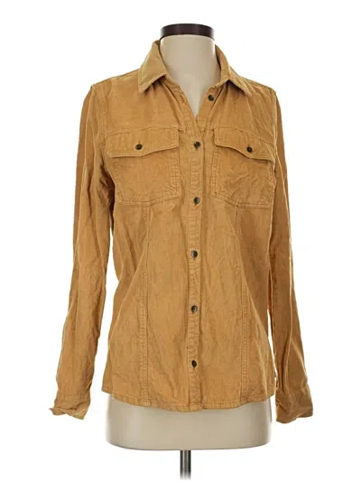 Pre-owned Roxy Long Sleeve Button Down Shirt In Tan