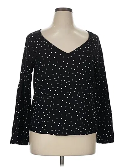 Pre-owned Roxy Long Sleeve Top Black Polka Dots Pattern V-neck Tops