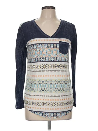 Pre-owned Roxy Long Sleeve Top Blue V Neck Tops