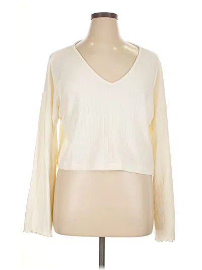 Pre-owned Roxy Long Sleeve Top Ivory V Neck Tops In White