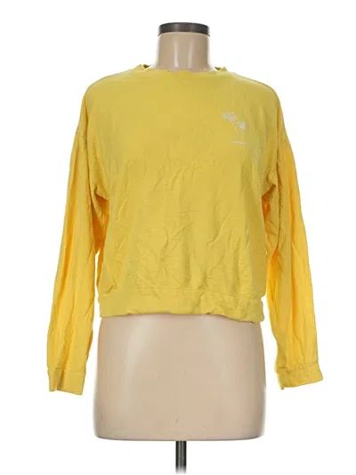 Pre-owned Roxy Long Sleeve Top Yellow Crew Neck Tops