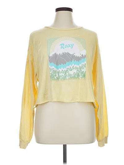 Pre-owned Roxy Long Sleeve Top Yellow Mock Neckline Tops