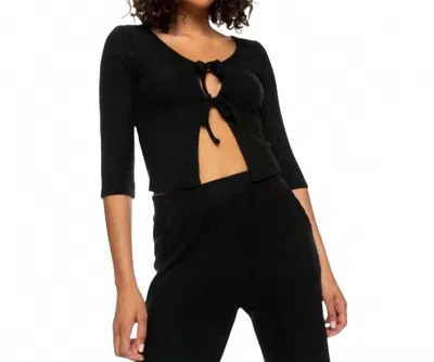 Roxy Looking Good Tie Front Cardigan In Anthracite In Black