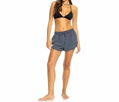 Roxy Loose Fitted Elastic Waist Drawcord Swim Shorts Quick-dry Board Shorts In Marine In Blue