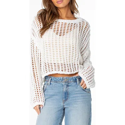Roxy Lost At Sea Open Stitch Crop Sweater In Gray