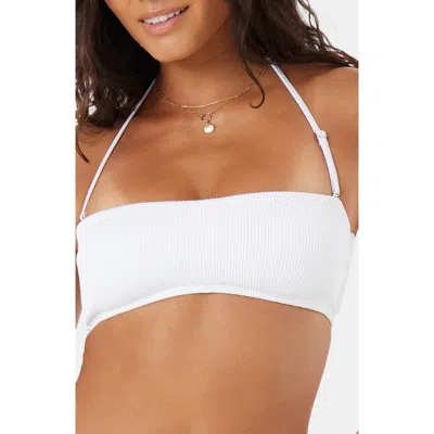 Roxy Love Rib Bandeau Bikini Top In White