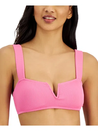 Roxy Love The Vanuatu Womens Ribbed V-neck Bikini Swim Top In Pink