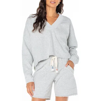 Roxy Lowland Pullover V-neck Sweater In Gray