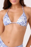 Roxy Mana Tiki Triangle Bikini Top In Blue