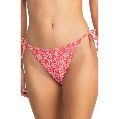 Roxy Margarita Side Tie Bikini Bottoms In Hibiscus Margarita