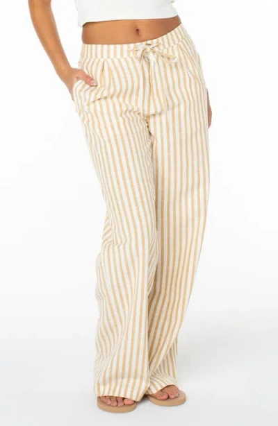 Roxy Mavericks Pleated Stripe Cotton Pants In Multi