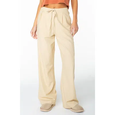 Roxy Mavericks Pleated Wide Leg Trousers In Neutral
