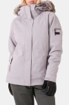 Roxy Meade Hooded Snow Jacket With Faux Fur Trim In Purple