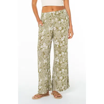 Roxy Midnight Ave Floral Wide Leg Pants In Green