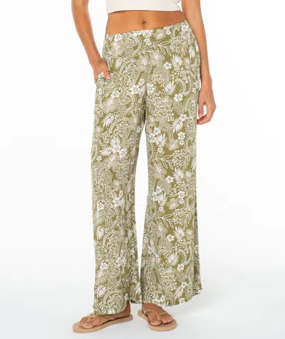 Roxy Midnight Ave Floral Wide Leg Pants In Green