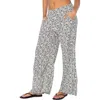 Roxy Midnight Avenue Floral Wide Leg Linen Blend Pants In Gray