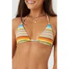 Shop Roxy Mini Tiki Triangle String Bikini Top In Green Multi