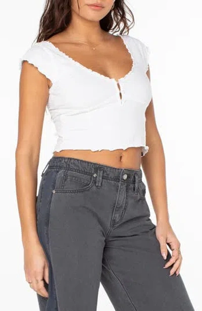 Roxy Moonglow Stretch Cotton Crop Top In White