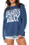 Roxy Morning Hike Oversize Fleece Graphic Sweatshirt In Blue
