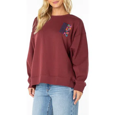 Roxy Morning Stroll Crewneck Sweatshirt In Burgundy