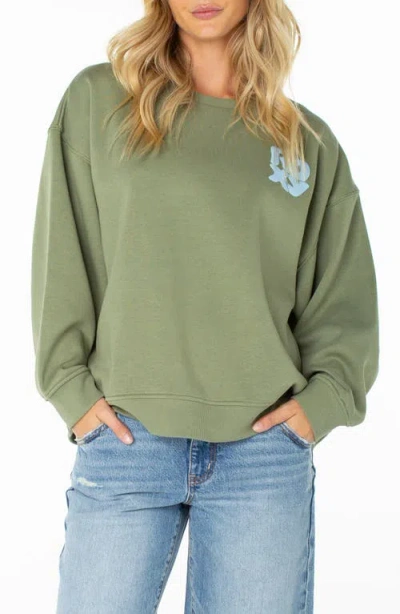 Roxy Morning Stroll Oversize Logo Graphic Sweatshirt In Green