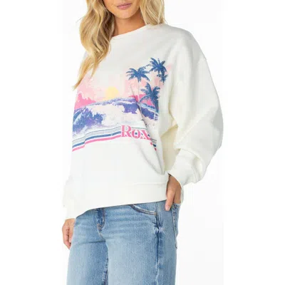 Roxy Morning Stroll Oversize Logo Graphic Sweatshirt In White