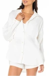 Roxy Morning Time Cotton Gauze Button-up Shirt In White