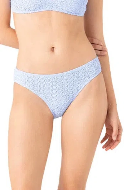 Roxy Net Overlay Hipster Bikini Bottoms In Blue