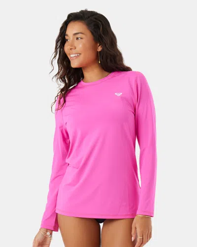 Roxy New Enjoy Waves Long Sleeve Lycra Rashguard In Pink