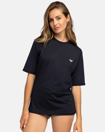 Roxy New Enjoy Waves Short Sleeve Lycra Rashguard In Black