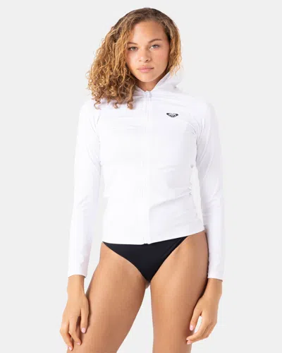 Roxy New Essentials Long Sleeve Hoodie Zipped Rashguard In White