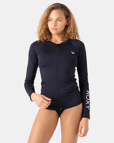 Roxy New Essentials Long Sleeve Zipped Lycra Rashguard In Blue
