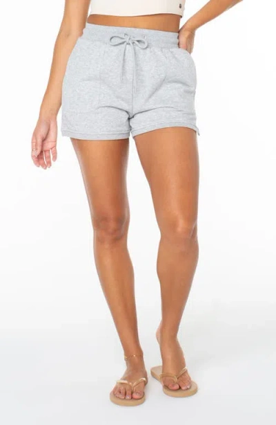 Roxy New Wave Cotton Blend Drawstring Shorts In Gray
